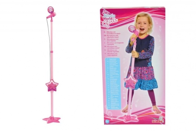 Pink Microphone with Stand for MP3