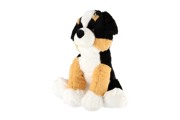 Sitting Plush Dog 38cm Black-Brown-White