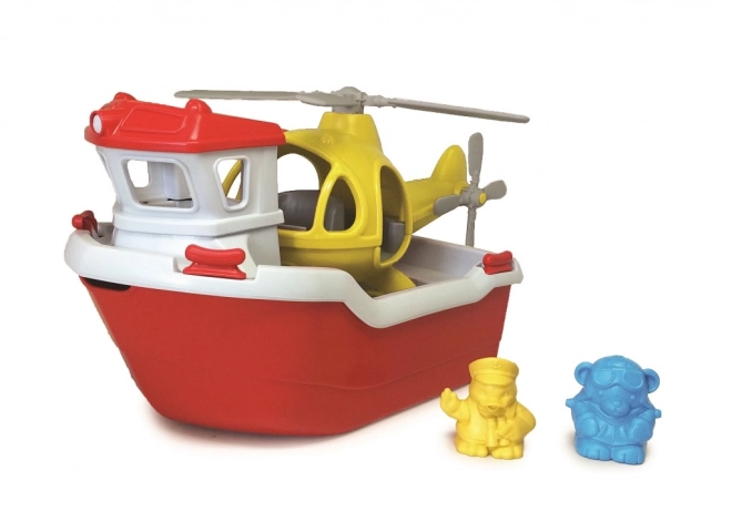 Green Toys Rescue Boat with Helicopter