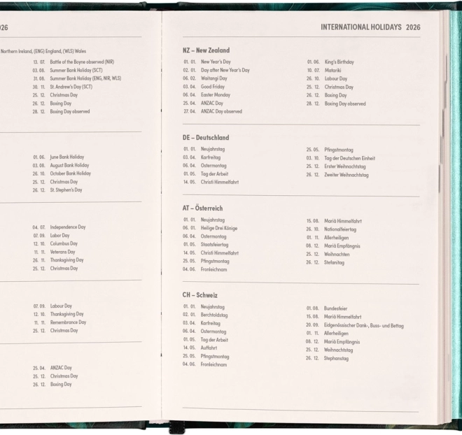 Agenda settimanale magnetica Monstera 2026, 11 x 16 cm