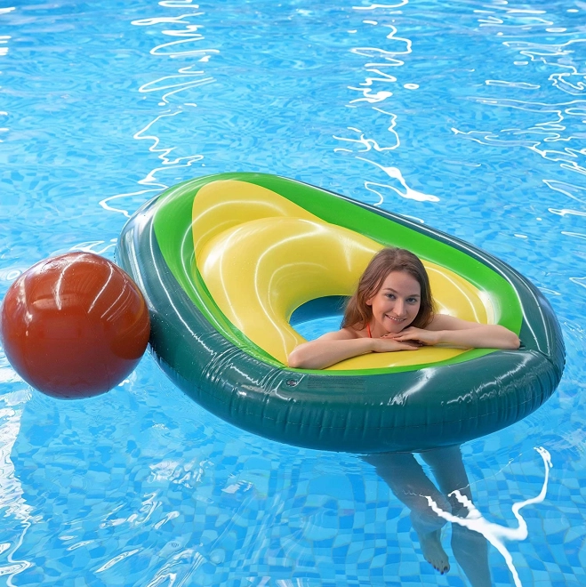 Inflatable Avocado Swim Mattress with Seed Ball XL