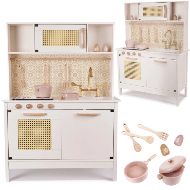 Wooden Retro Play Kitchen Set with Accessories