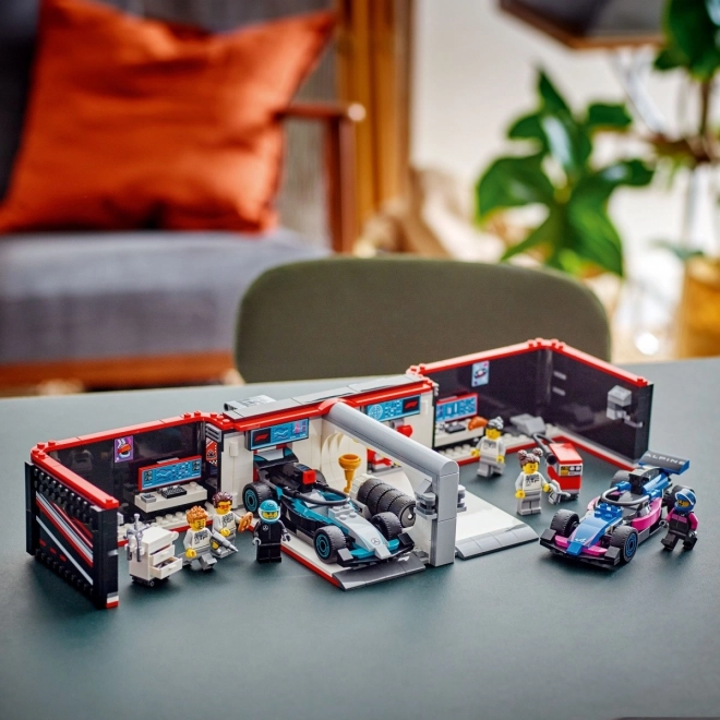 Lego City F1 Garage with Mercedes-AMG and Alpine Cars