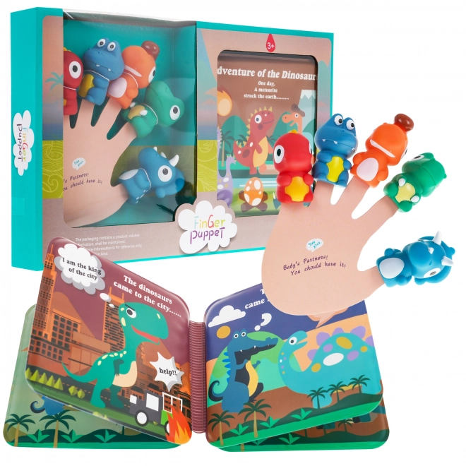 Dinosaur Finger Puppets Set with Book