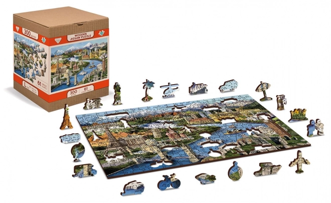 Wooden City World Monuments Wooden Puzzle 2-in-1