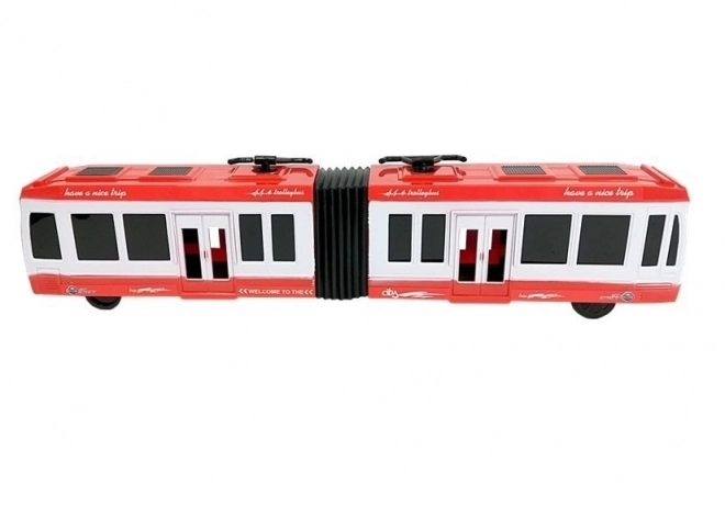 Red Articulated Bus with Friction Drive