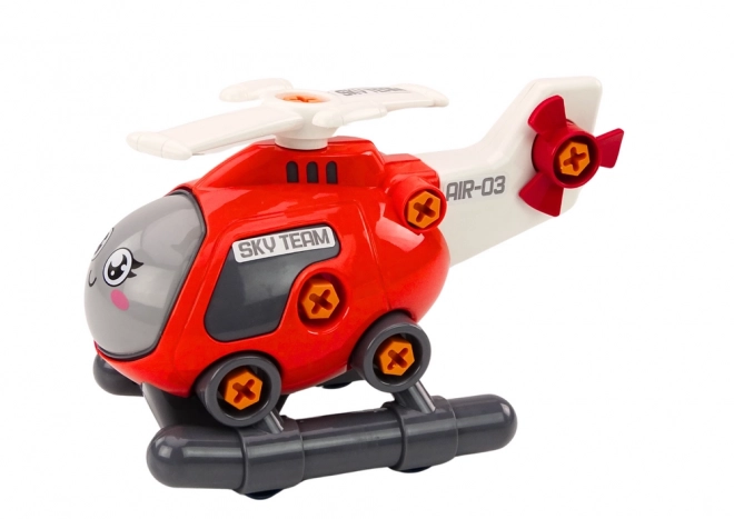 Red DIY Cartoon Helicopter Toy