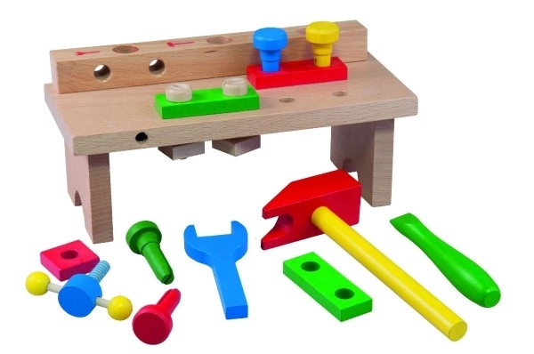 Wooden Workbench with Tools for Kids