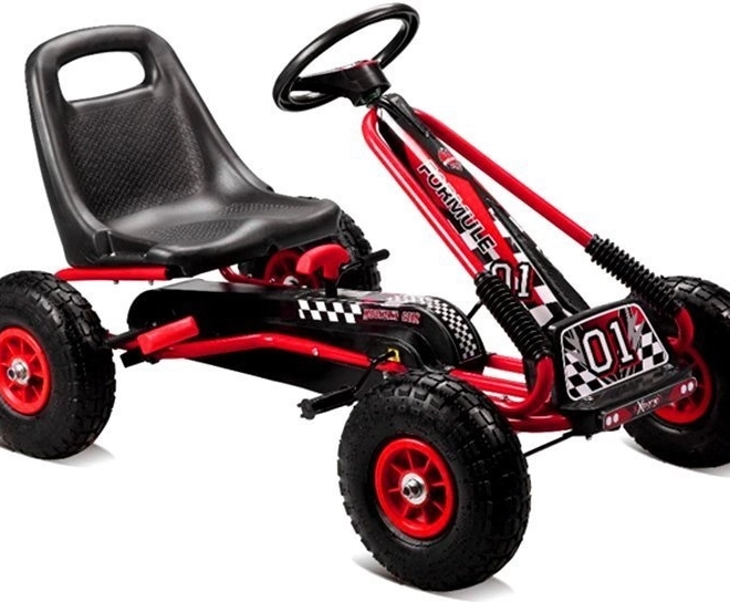 Pedal Air Kart + Inflatable Tires + Adjustable Seat – Red