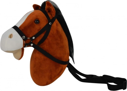 Plush horse head with sound 30 cm – dark brown