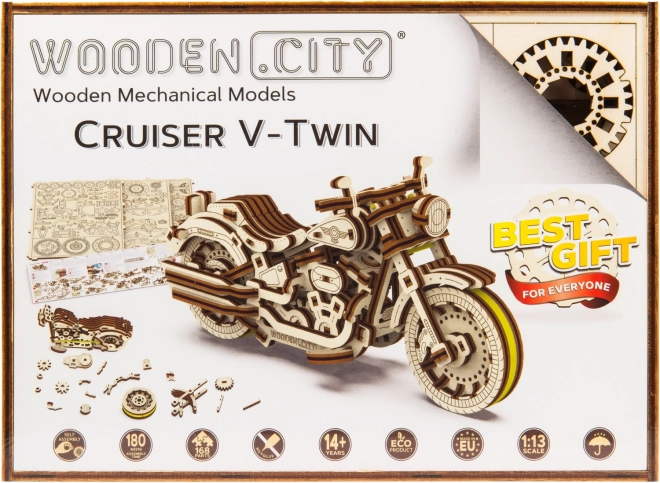 Wooden 3D Cruiser V-Twin Motorcycle Puzzle