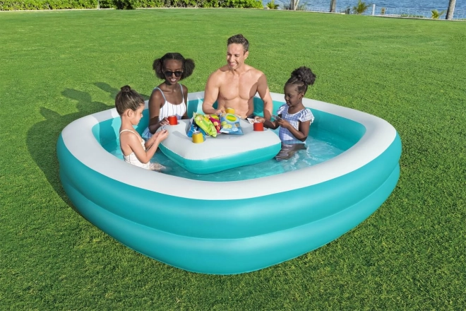 Inflatable Family Pool with Floating Drink Table