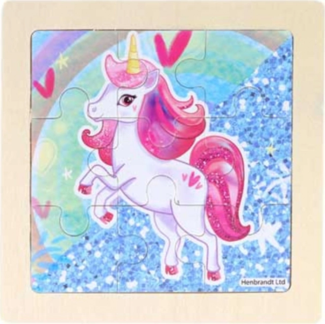 Wooden Puzzle with Three Unicorns