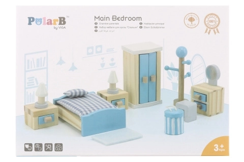 Wooden Dollhouse Bedroom Set