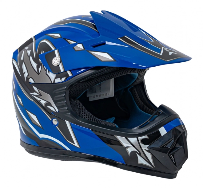 Motocyklová helma enduro modrá střední