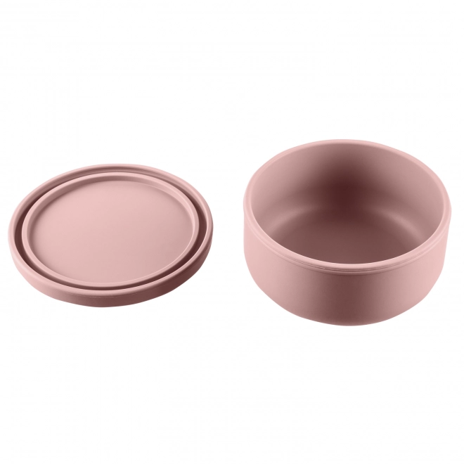 Silicone Bowl with Lid in Old Pink