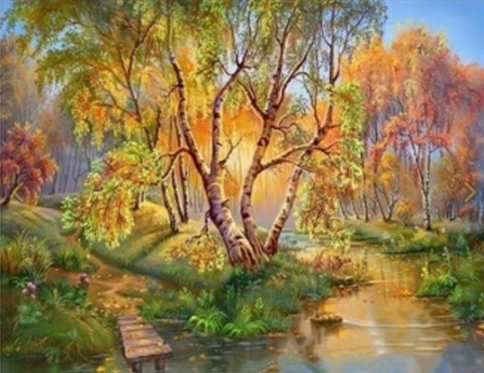 Diamond Painting Kit - Birches by the Stream