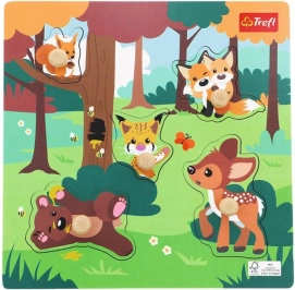 Wooden Puzzle Forest Animals, 5 Pieces