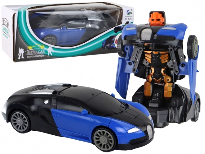 Blue 2-in-1 Car and Robot with Light Effects