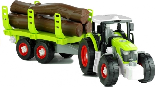 Opvouwbare tractor met houttrailer