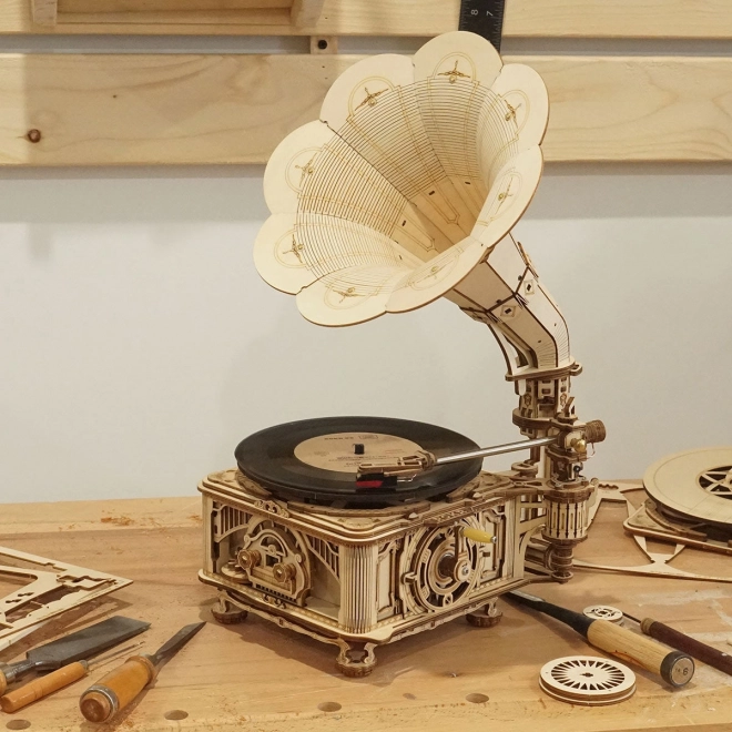 RoboTime 3D Wooden Mechanical Puzzle Gramophone