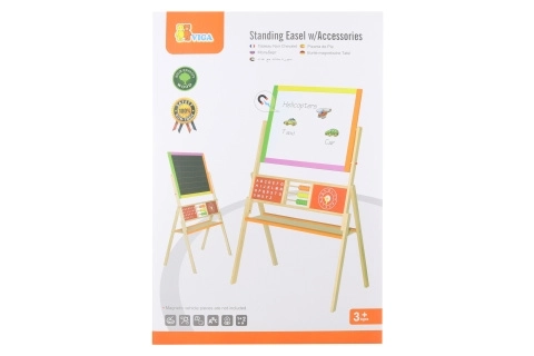 Wooden 2-in-1 Art Easel with Magnetic and Chalkboard