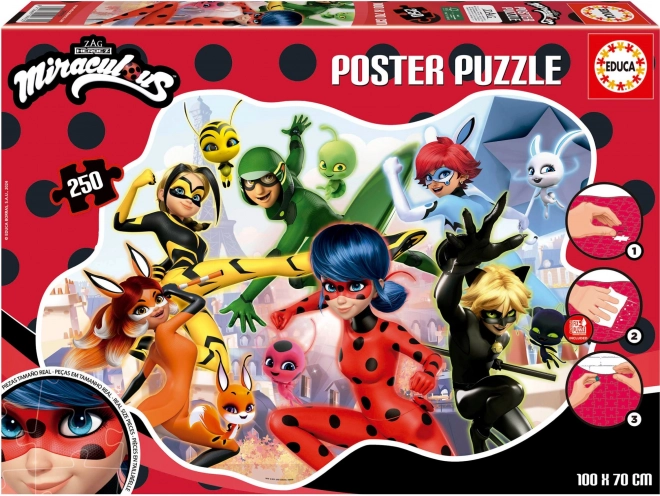 Educa Poster Puzzle Ladybug and Cat Noir 250 Pieces