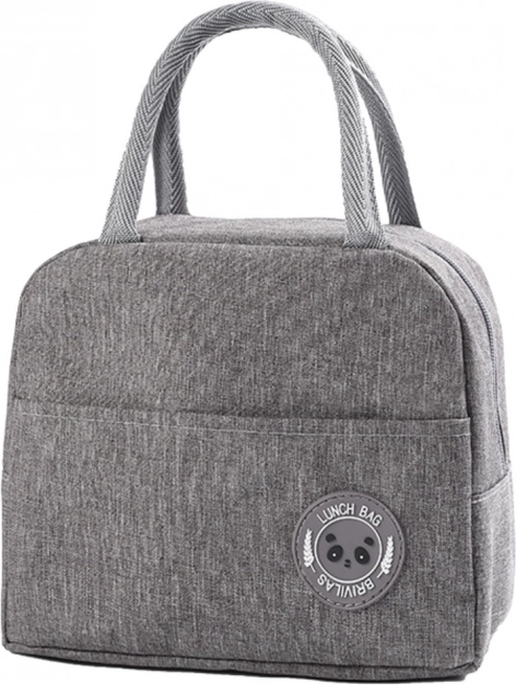 Insulated Thermal Lunch Bag Gray 23.5 cm