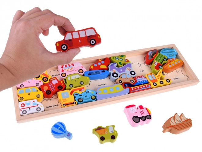 Large Wooden Vehicle Puzzle Set