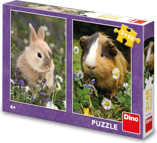 Dino puzzle bunny and guinea pig