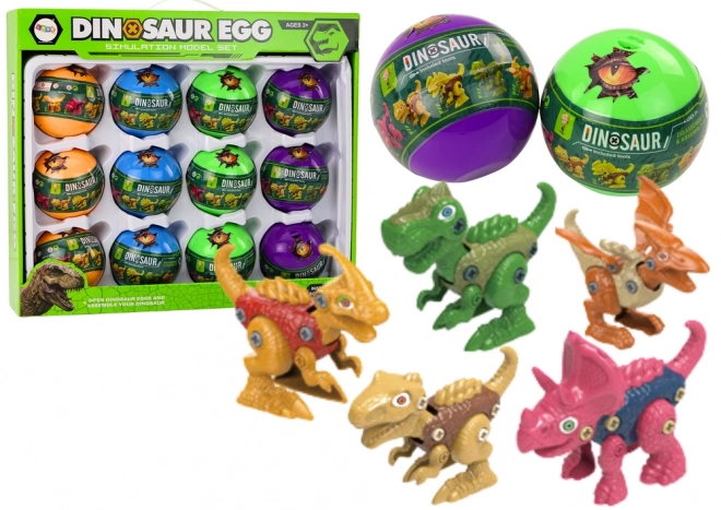 Colorful Dinosaur Eggs Assembly Set 12 Pieces