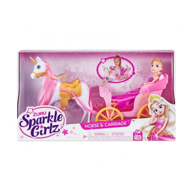 Sparkle Girlz Princess Doll with Unicorn Carriage