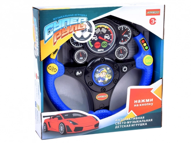 Interactive Steering Wheel with Sounds and Vibration – Red