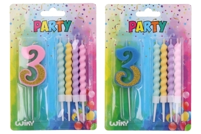 Party Candle Number 3 with 4 Extra Candles