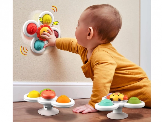 Sensory Fidget Spinner with Suction - Set of 3