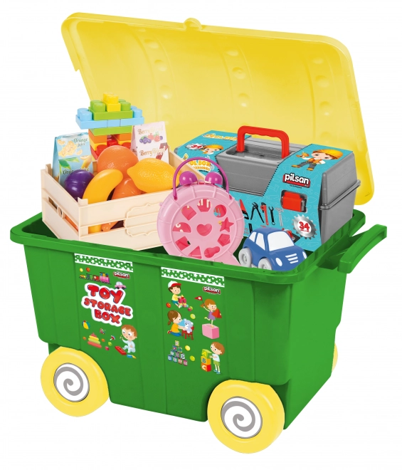 Pilsan Toy Storage Container on Wheels - Green