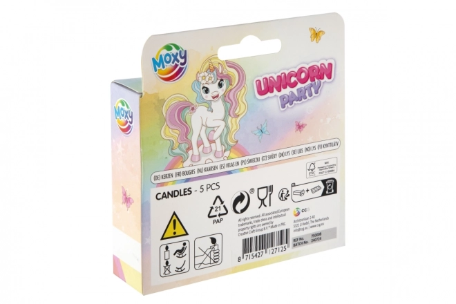 3D Unicorn Cake Candles - Set of 5