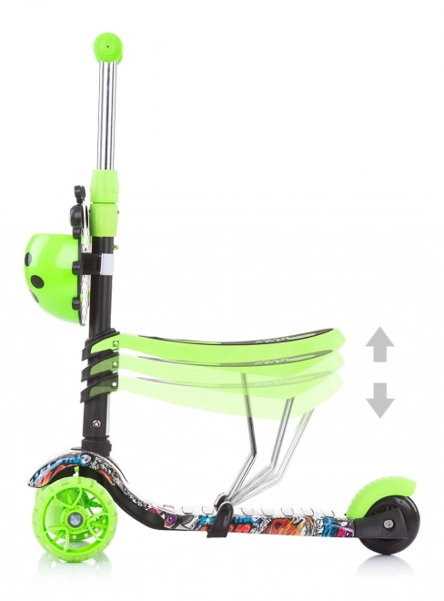 Chipolino Scooter with Parent Handle Kiddy Evo 3-in-1 Ocean – Green Graffiti