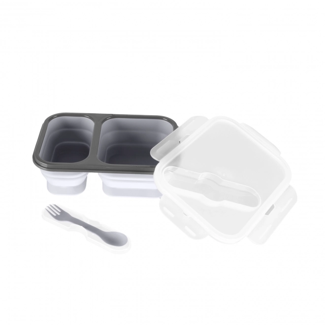 Silicone Lunch Box with Cutlery - Large, Dove Grey