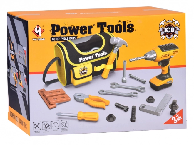 Large Kids Tool Set with Bag and Battery Drill