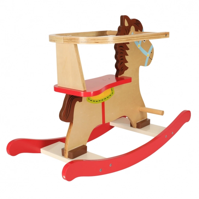 Wooden Rocking Horse with Backrest for Kids