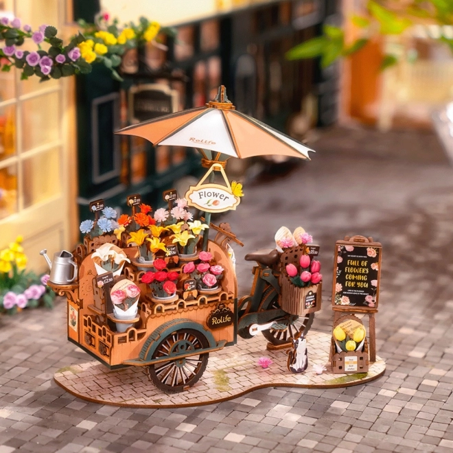 3d wooden puzzle flower cart