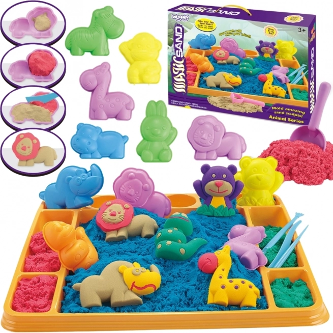 Woopie Magic Sand Safari Adventure Set XL ZOO with Table and Molds