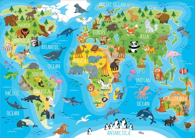 Educa World Animal Map Puzzle 150 Pieces