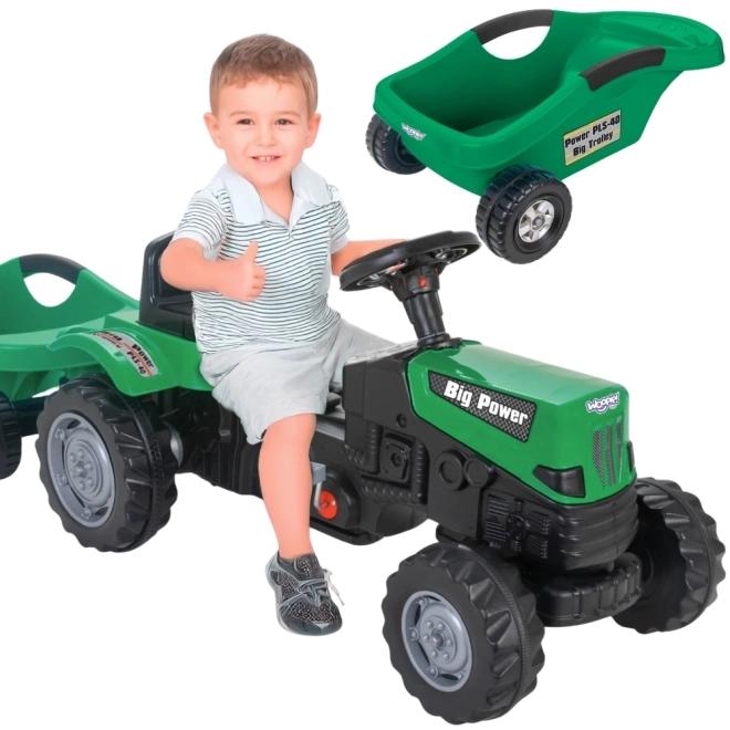 Trattore a pedali per bambini Big Power con rimorchio