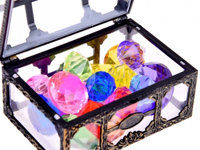 Treasure Chest with Colorful Crystals