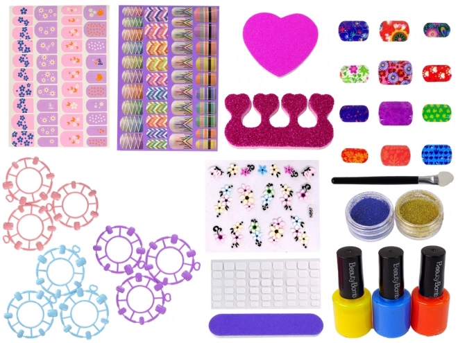 Nail Art Set for Kids with Polishes and Glitter Stickers