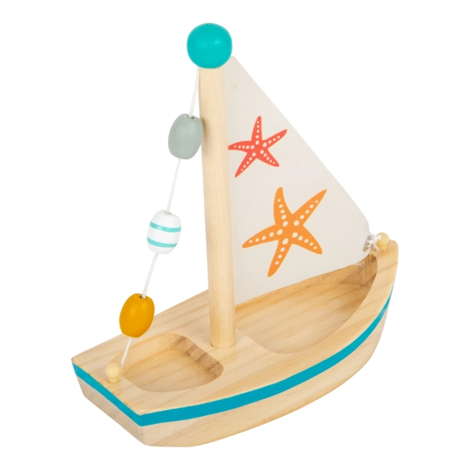 Small Foot Wooden Sailing Boat Toy with Starfish Design