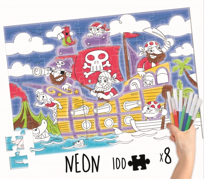 Educa Coloring Puzzle Pirates 100 Pieces with Markers