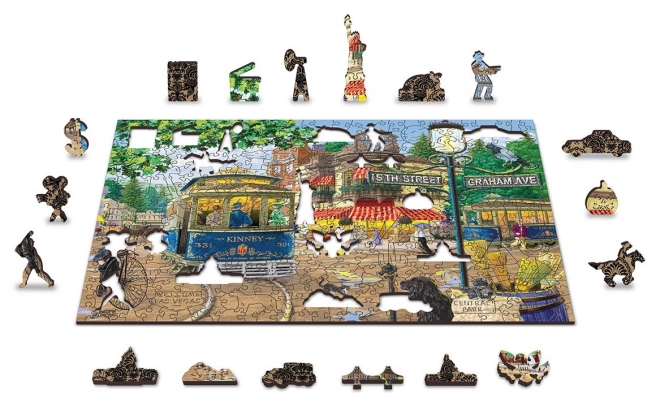 Wooden City victorian street 2-in-1 wooden puzzle, 200 pieces